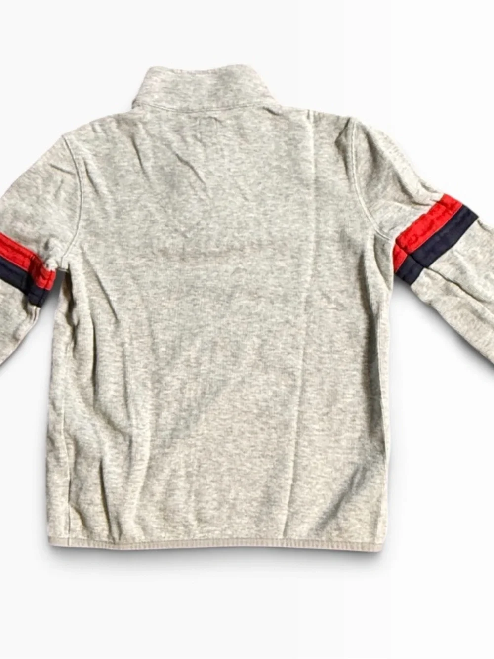 GAP Kids Boys XL 12-13 Gray Quarter Zip Pullover Red Navy Stripe Cotton